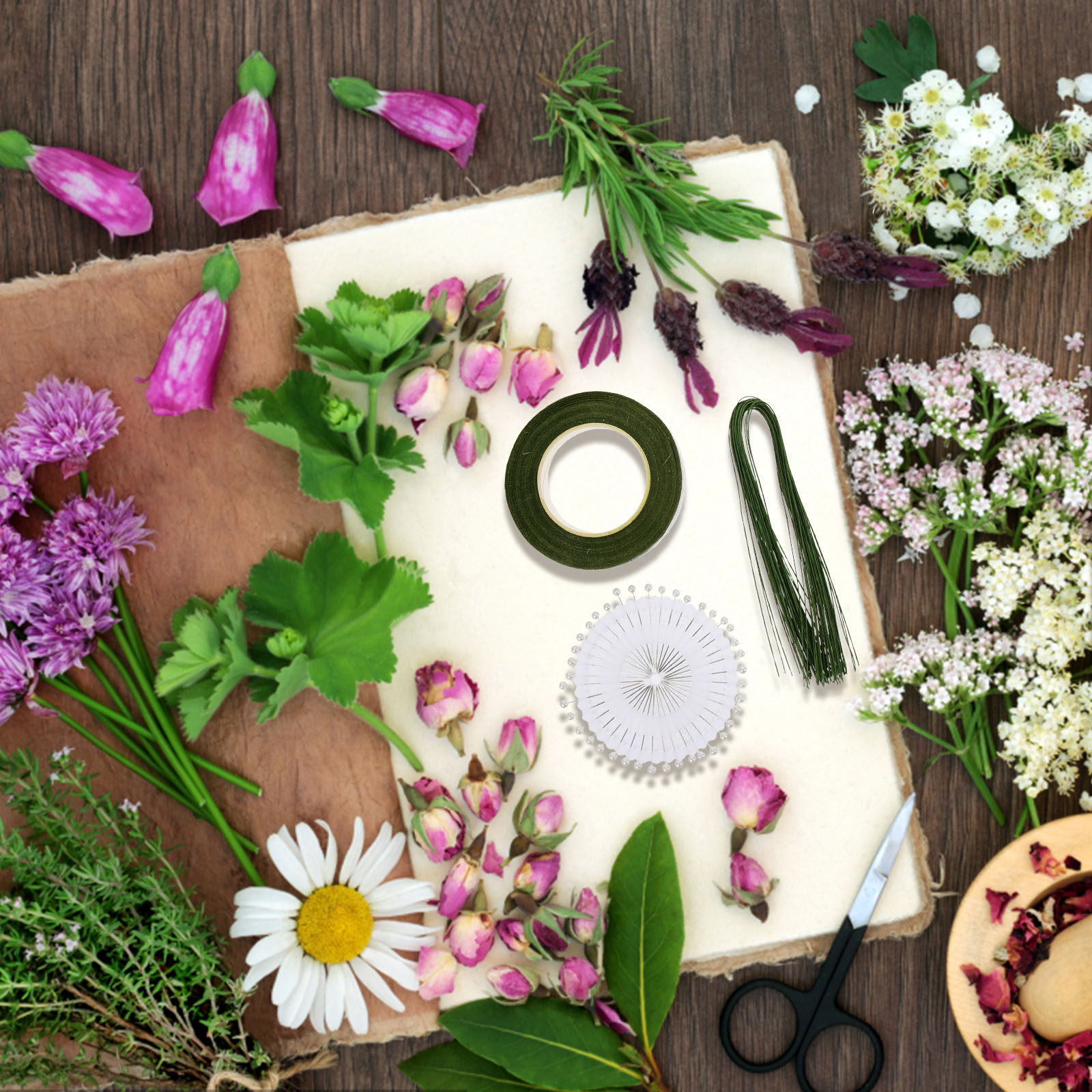 Wire Stem Florist - Set per Composizioni Floreali con Nastro