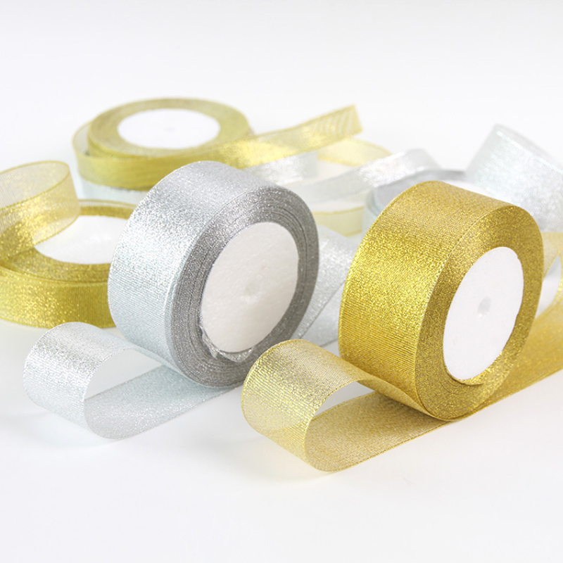 Ribbon Organza Roll - Nastro di cipolla in organza oro/argento