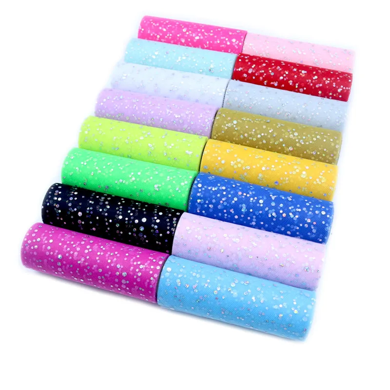 Ribbon Organza Roll - Glitter Paillettes Tulle Rotolo di 15
